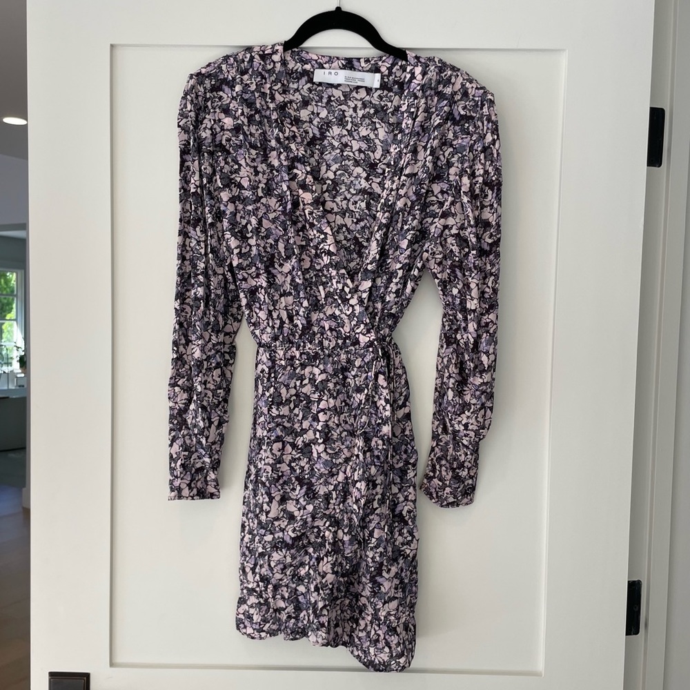 IRO Brasey Abstract Print Mini Dress in Purple Floral Petals